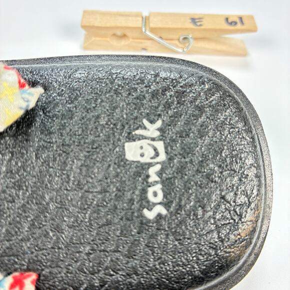 Sanuk Yoga Sling 2 White Black Floral Print Slip On Sandals Shoes Women's Size 7 - Picture 7 of 9